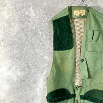 H.C Jones 베스트 자켓 그린 무지 메쉬 버튼 미들 기장