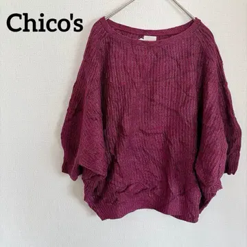 Chico's [ O ] 퍼플 5부 소매 니트 보라색 니트