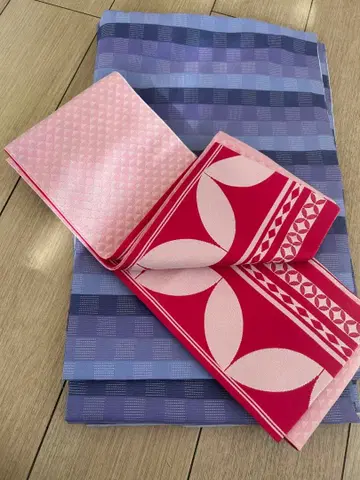 워셔블 기모노와 반폭 오비 세트