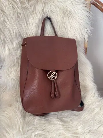 agnis b. 브라운 가죽 백팩