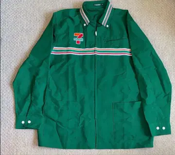 세븐일레븐 그린 컬러 피케 셔츠 M 사이즈 긴팔 코스프레 할로윈 등에