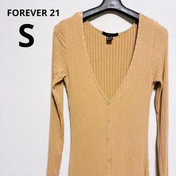 FOREVER 21 [ S ] 리브 롱 원피스 베이지 긴팔 가을/겨울