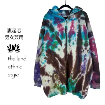 [새상품] 속기모 후드 부착 자켓 타이다이 염색 겉옷 MF958