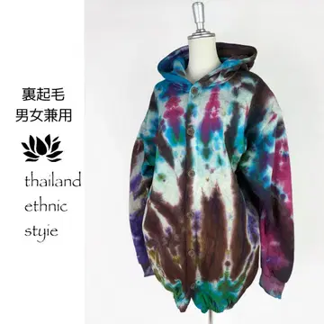 [새상품] 속기모 후드 부착 자켓 타이다이 염색 겉옷 MF958