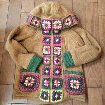 티티카카 플라워 크로셰 자켓 머스타드