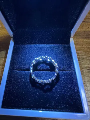 크리스탈 장식 실버 반지