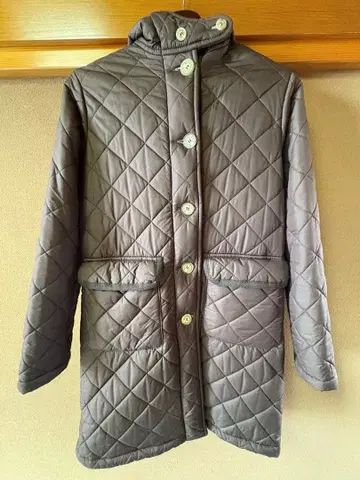 매킨토시 후드 부착 보아 안감 퀼팅 코트 38 브라운