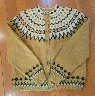 울 페어아일 패턴 가디건