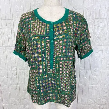 컬러풀 올 패턴 레트로 에스닉 개성파 디자인 블라우스 M [ i24 ]