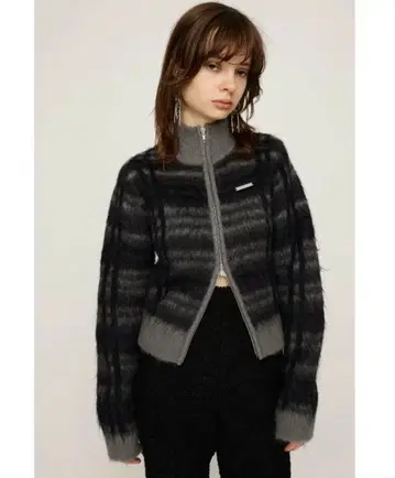 SLY 체크 JQ 스탠드 집업 블루종