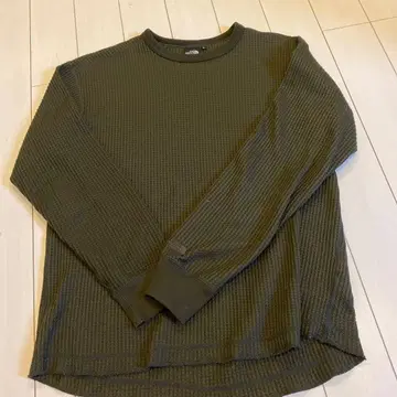 올리브 와플 편직 긴팔 티셔츠