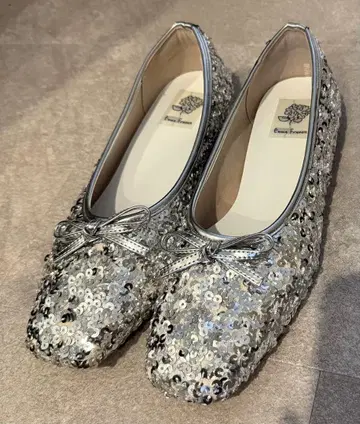 [ Emma Francis ] 플랫 발레 슈즈 실버 스팽글