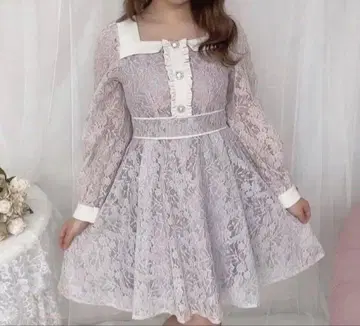 evelyn 레이스 비쥬 원피스 OP 긴팔