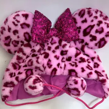 디즈니 레오파드 무늬 팬캡 핑크