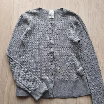 MAISON DE REEFUR 그레이 가디건 케이블 짜임 캐시미어 혼방