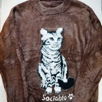 인타샤 페더 얀 니트 풀오버 트라 고양이 브라운 고양이