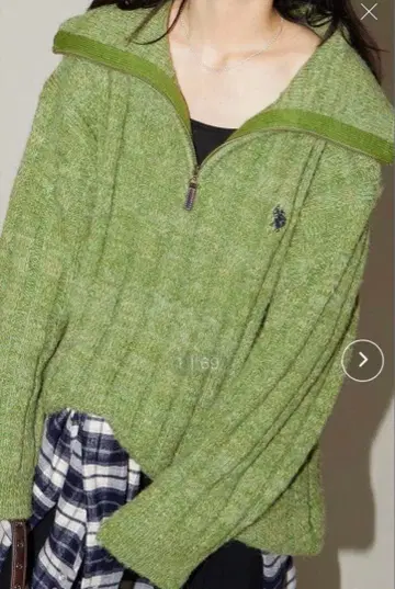 U.S. POLO ASSN. 멜란지 하프 지퍼 오버 사이즈 니트