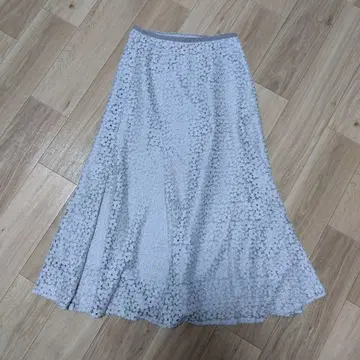 인덱스 index 꽃무늬 자수 레이스 스커트 플레어 베이지 그레이