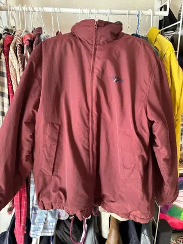 버건디 나일론 자켓 풀 집업
