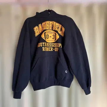 레어 새상품급 90s 블랙 러셀 애슬레틱 후드티 USA제 4단