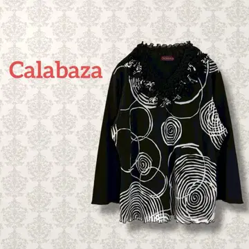 칼라바사 기하학 패턴 프린트 상의 레이스 넥 블라우스 멜로우 프릴 도트