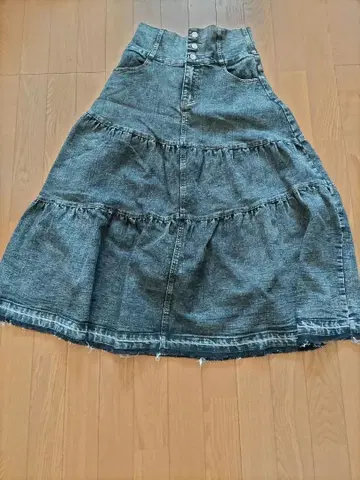 스트레치 데님 스커트 블랙