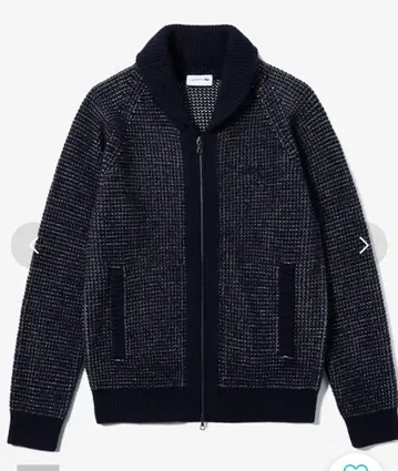 새상품급 LACOSTE 트위드 니트 지퍼 가디건 네이비 US S