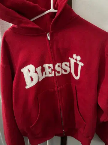 BlessU 후드티 사이즈 S 레드