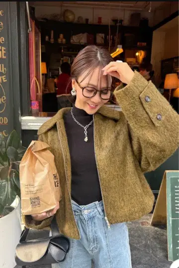 샤기 빅더블 숏 블루종 머스타드 /fosie 같은 형태