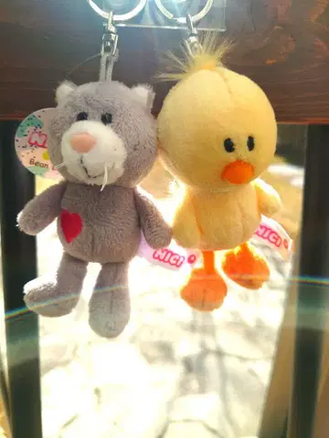 NIC니키I Bean Bags 고양이와 병아리 봉제 인형 키링 2체 세트