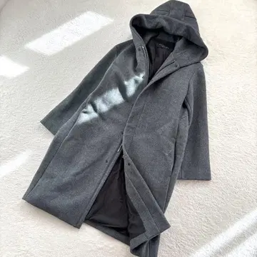 MACPHEE 울 x 캐시미어 혼방 코트 후디 (깔끔한)