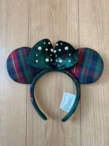 상하이 디즈니 체크 무늬 머리띠