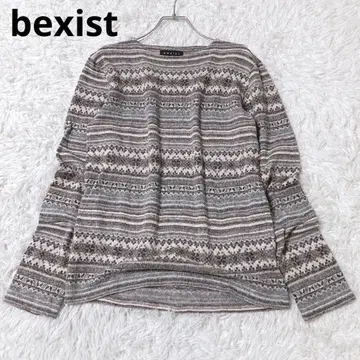 베그짓 긴팔 상의 기하학 패턴 배색 일본제 가을 겨울 패턴 캐주얼