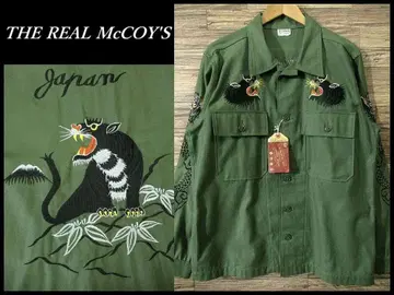 새상품 XL 18SS 리얼 맥코이 흑호 자수 밀리터리 새틴 셔츠