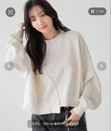 LOWRYS FARM 리메이크 기모 우라케 POLS 맨투맨 아이보리