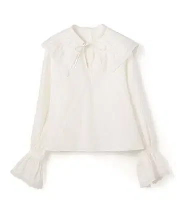 투모로우랜드 맥피 코튼 리오셀 레이스 빅 칼라 블라우스