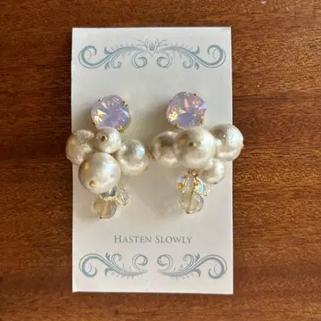 핑크 코튼 펄 귀걸이