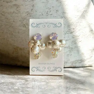 핑크 코튼 펄 귀걸이