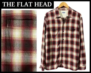 플랫 헤드 옴브레 체크 레이온 오픈 카라 박스 셔츠 L