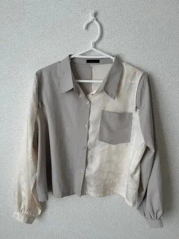 어깨 지퍼 2way 드래곤 패턴 배색 셔츠 블라우스