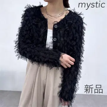 mystic(미스틱) 튤 리본 가디건 블랙