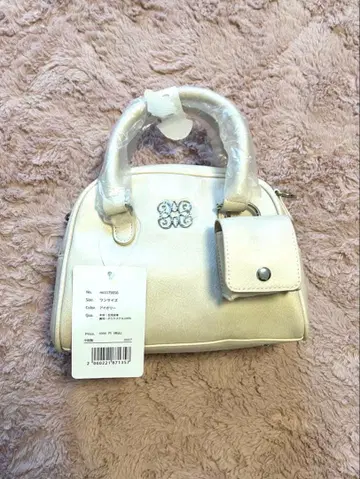 [ mily bilet ] 화이트 핸드백 소형 외포켓 부착