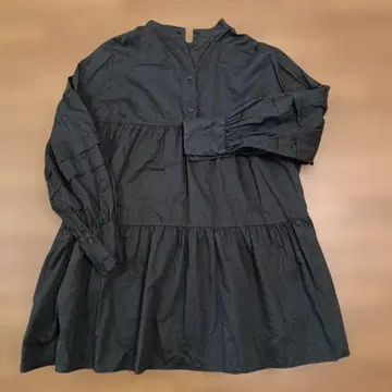 LOWRYSFARM 블랙 티어드 셔츠 긴팔 튜닉 미니 원피스