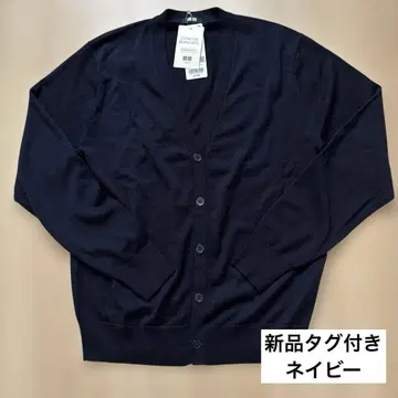 택 포함 새상품 유니클로 메리노 V넥 가디건 네이비 S