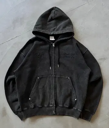 WISH FOR EVER 헤비 웨이트 큐빅 더블 지퍼 후디