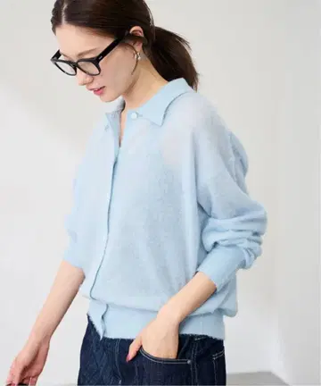 FRAMeWORK 시어 샤기 카라 부착 가디건