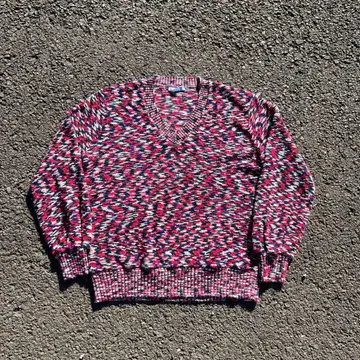 [ 70s ] Sears V넥 니트 크레이지 패턴