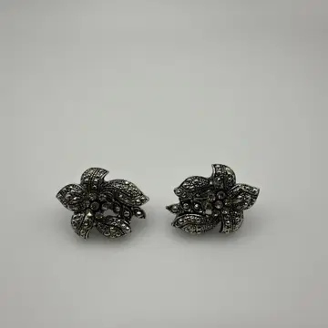 빈티지 꽃 모티브 실버 귀찌 스크류식