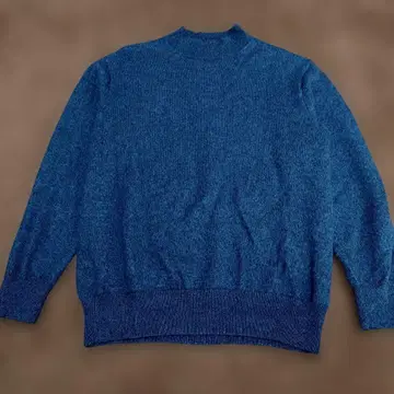 파란색 니트 긴팔 스웨터 니트 L 블루 실크 혼방