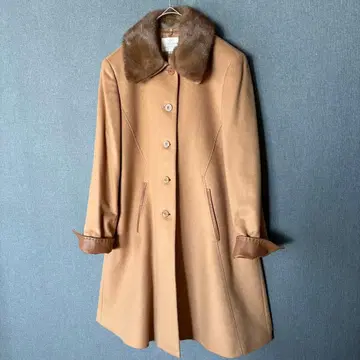 캐시미어 100% 양가죽의, 카멜 롱 코트